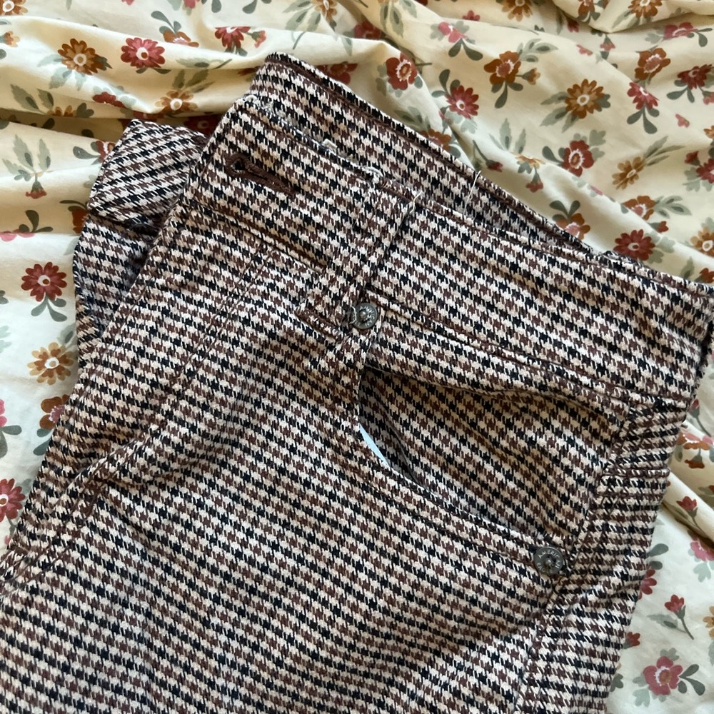 american eagle brown plaid mom pants size 4
